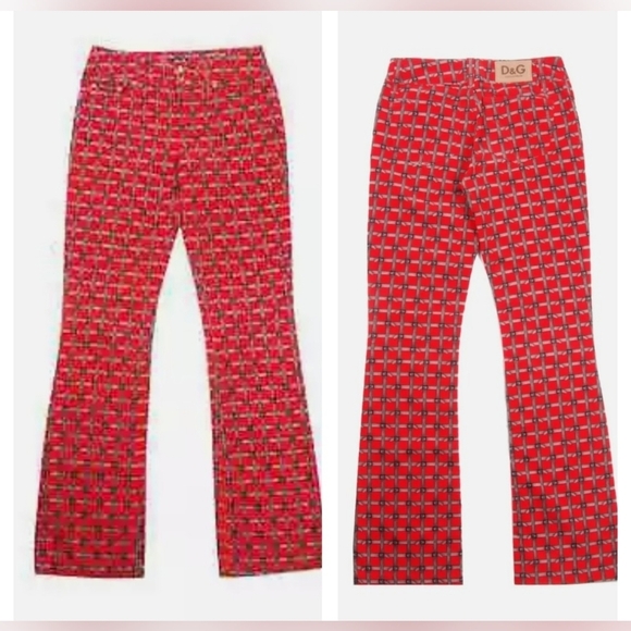 Dolce & Gabbana Vintage Red Velvet Patterned Pants Size 28. - Picture 1 of 16